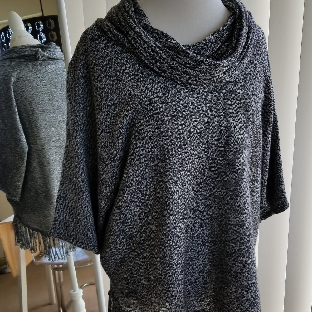 Fringed dolman sweater tunic